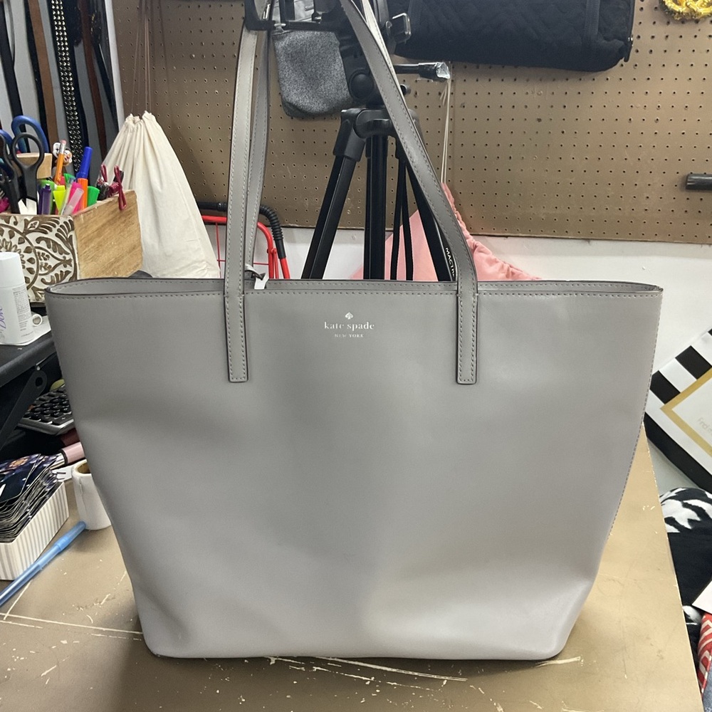 kate spade gray leather tote